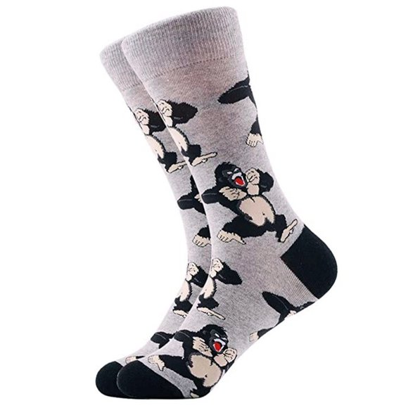 Ralph's Other - Mens Novelty Gorilla Cotton Crew Socks Grey